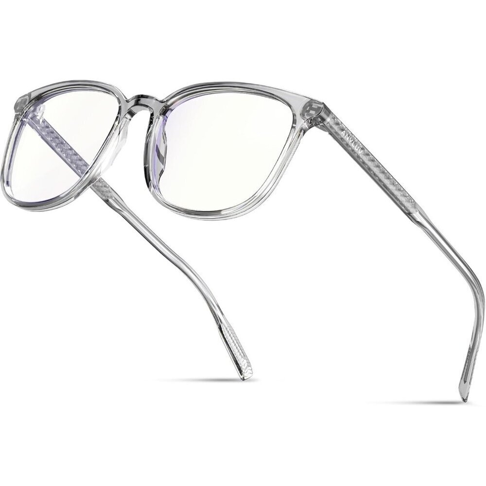 Unisex Grey Eyewear Look Clear Frame Blue Tinted Lens Anti Eyestrain Sunglasses